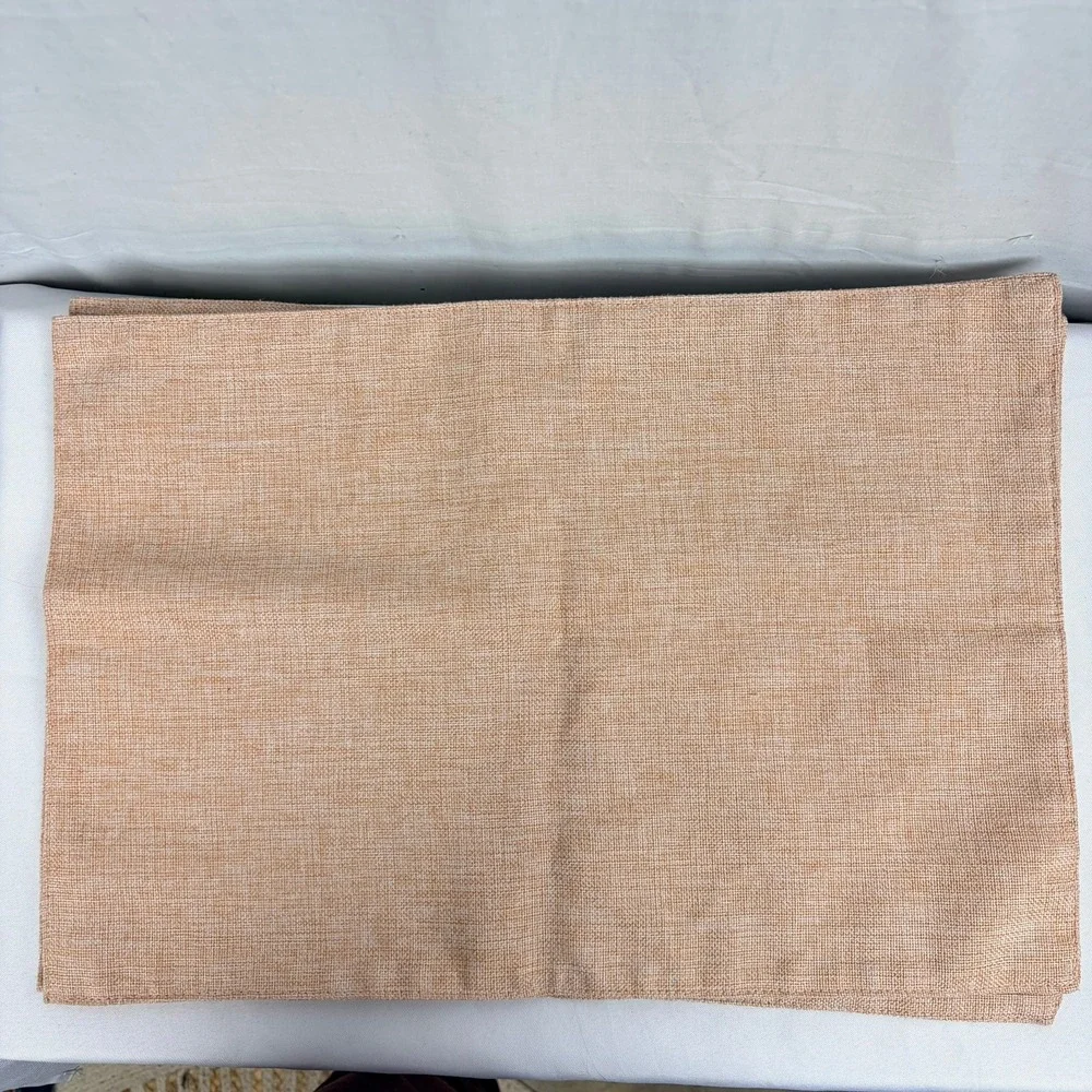 Set of 4 Woven Textured Placemats Terracotta Peach Rectangular Dining Table Mats